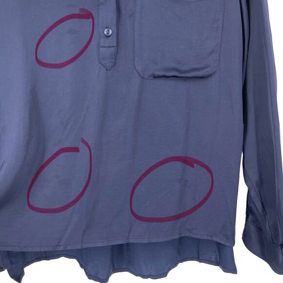 Young Fabulous & Broke Satin Blouse Navy Blue Size Medium - Picture 4 of 6